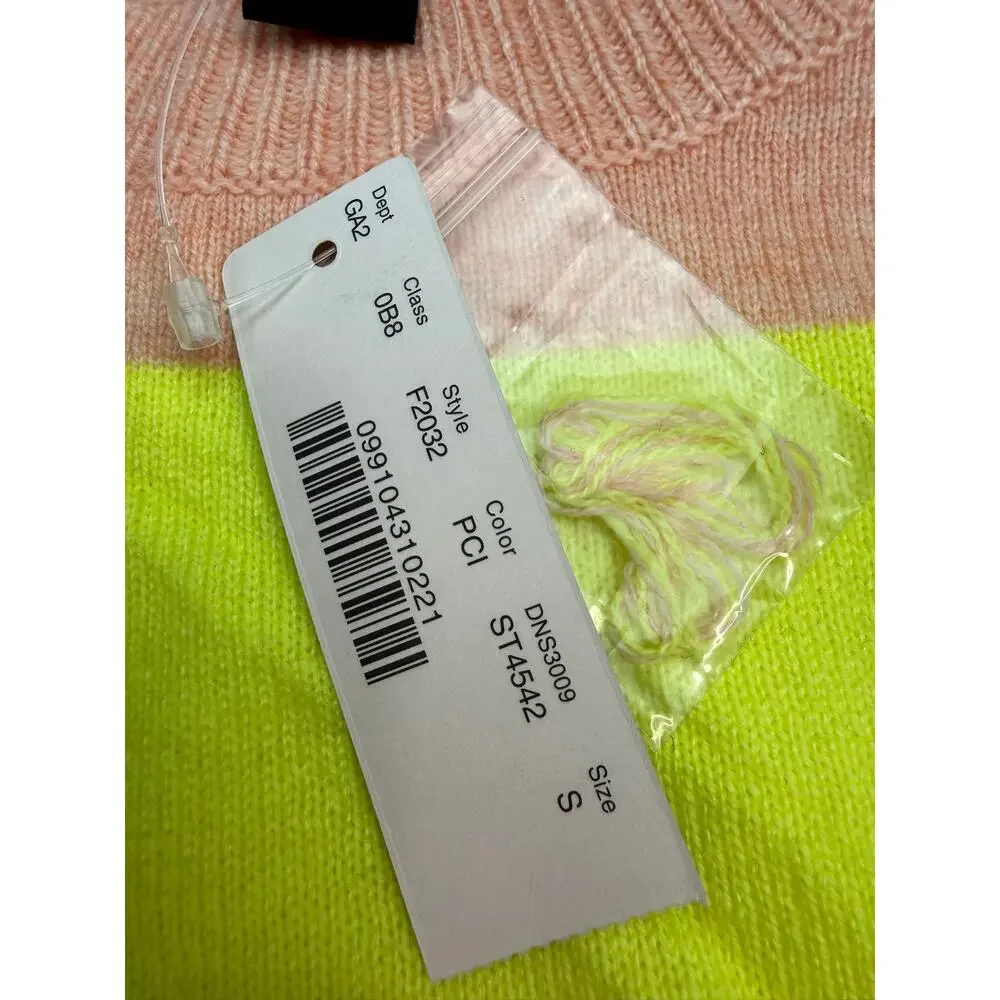 J. Crew Collection 100% Cashmere Boyfriend Crew Neck Sweater Peach Citron S NWT